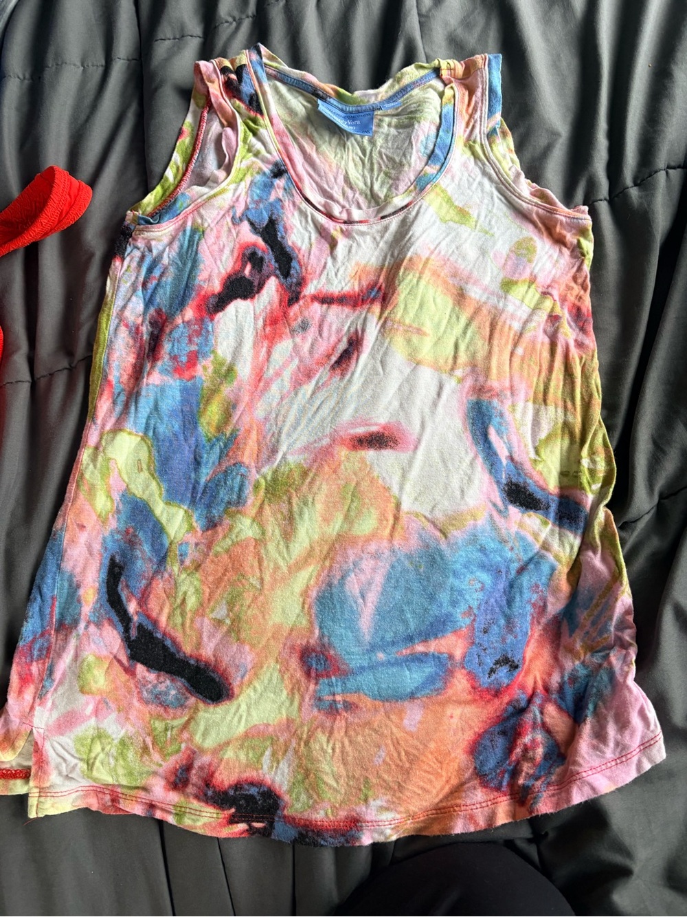Vera Wang Multicolor Abstract Tie-Dye Tank Top
